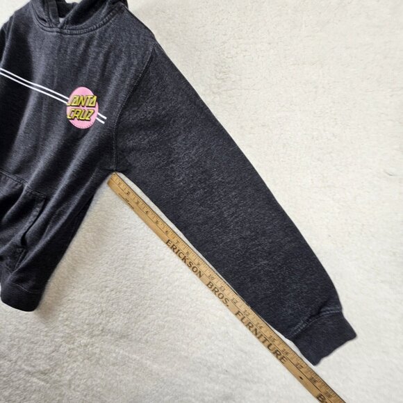 Santa Cruz Sweatshirt Women's Large Faded Black Hoodie Double Sided Pink Logo - Picture 6 of 13